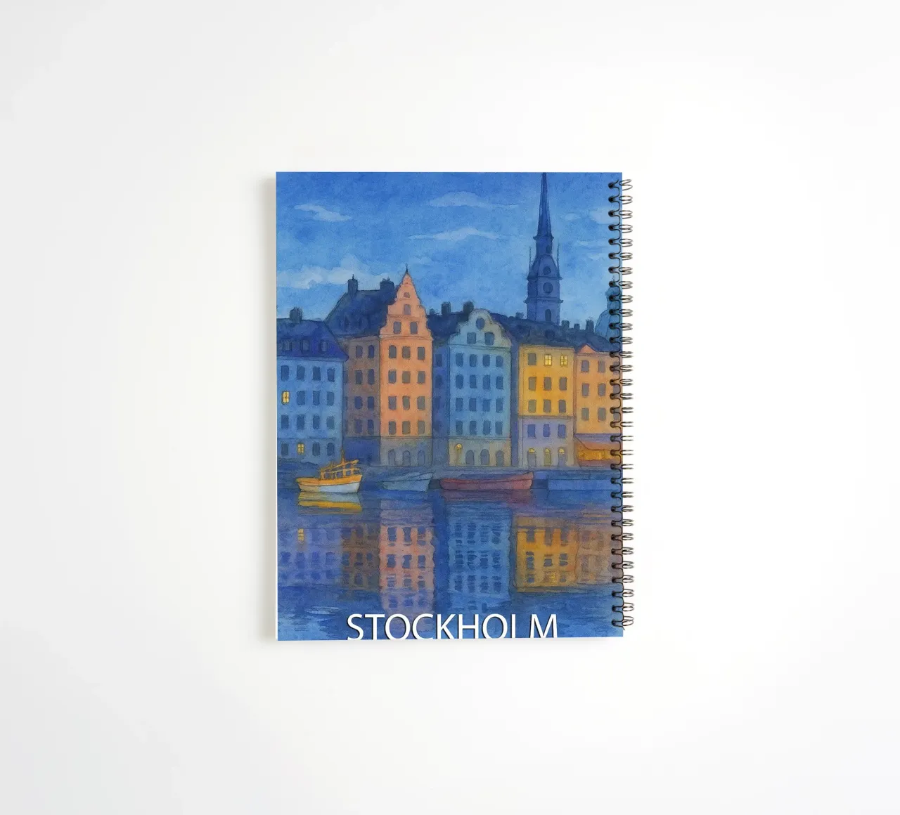 stockholm city painting ilustration spiral notebook by Allghaniz