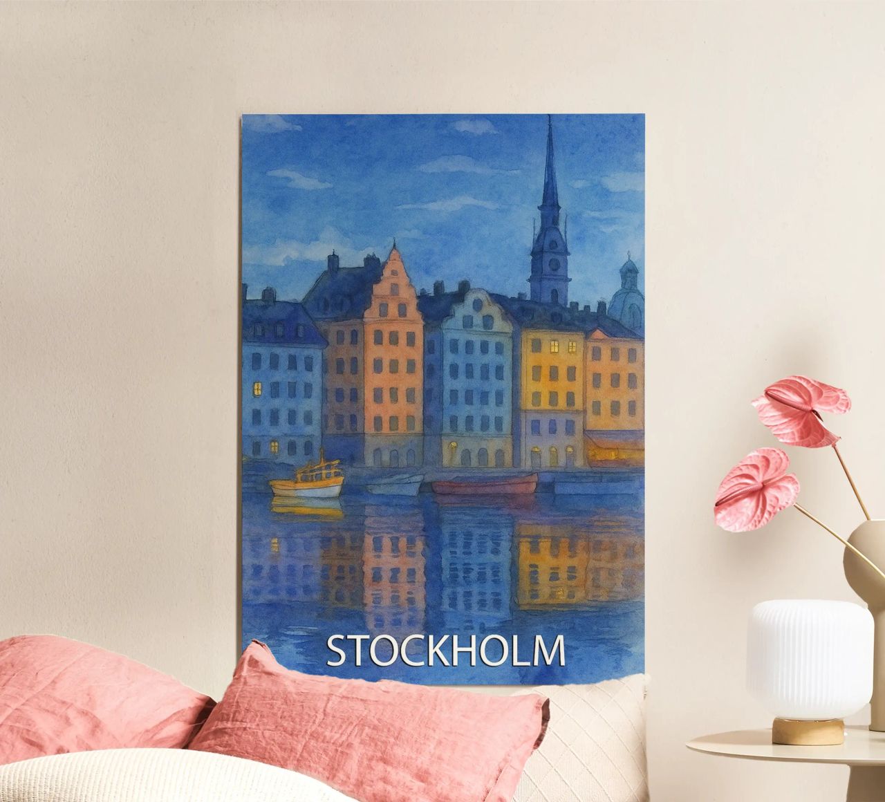 stockholm stadt malerei ilustration Poster von Allghaniz
