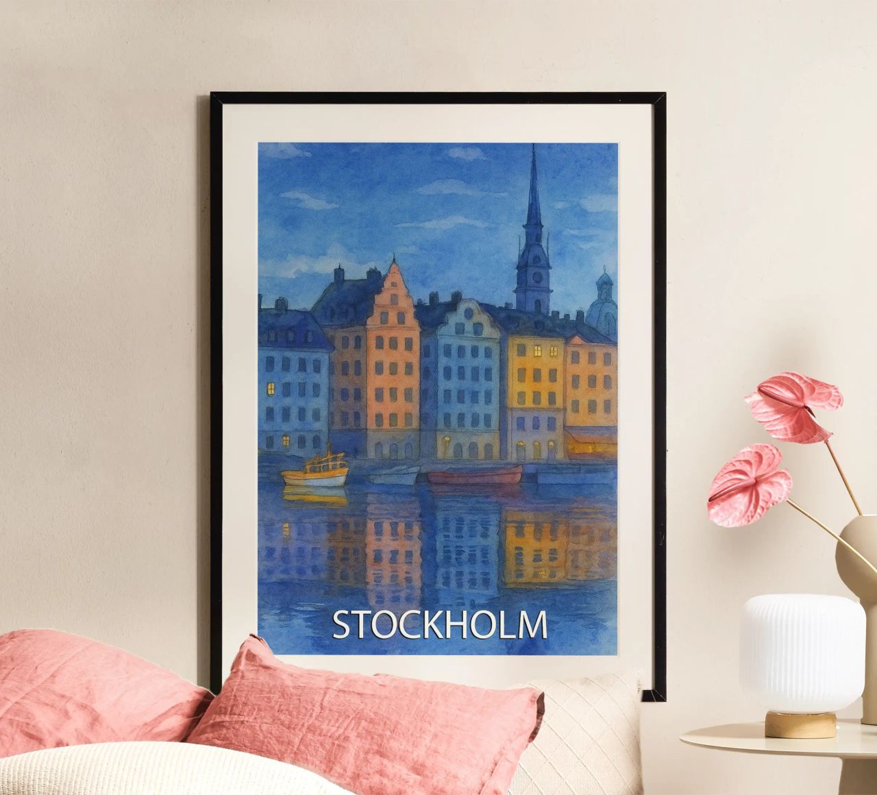 stockholm stadt malerei ilustration Poster von Allghaniz