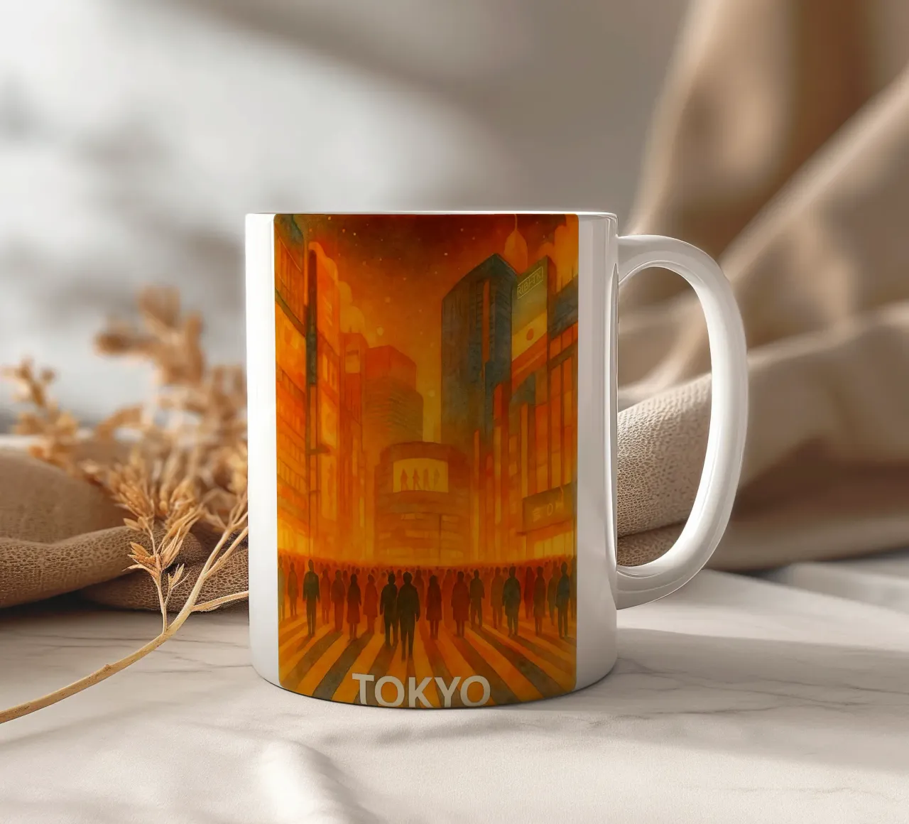 dipinto della città di tokto tazza in ceramica da Allghaniz