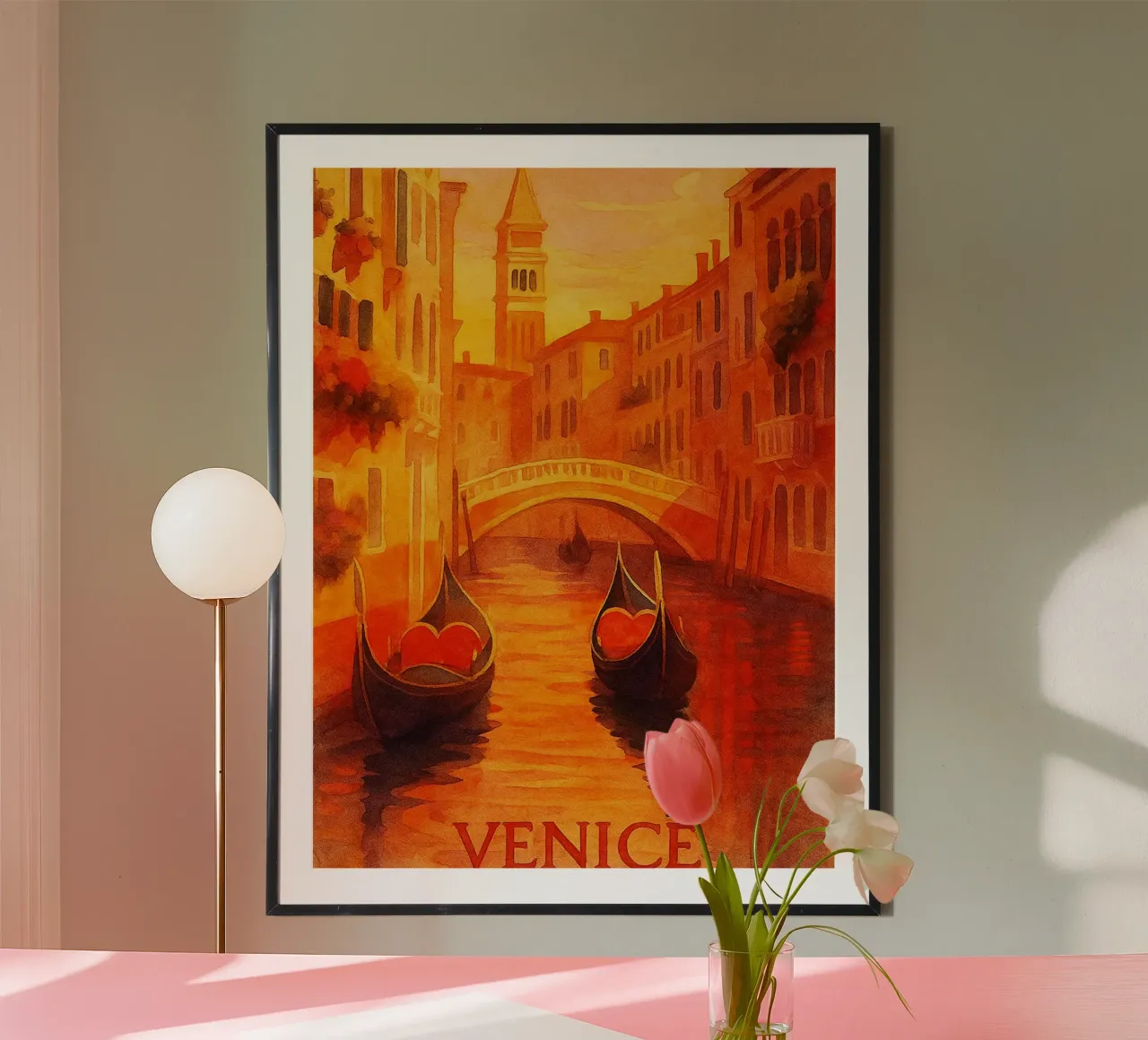 pittura della città di venezia ilustrazione poster con telaio in plastica da Allghaniz