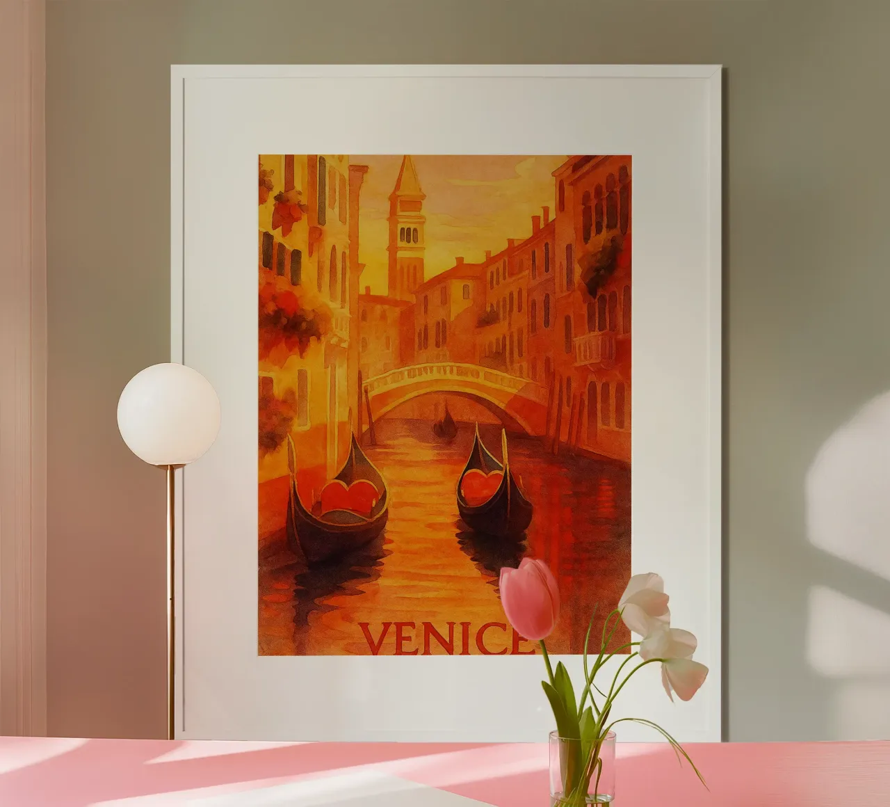 pittura della città di venezia ilustrazione poster con telaio in plastica da Allghaniz