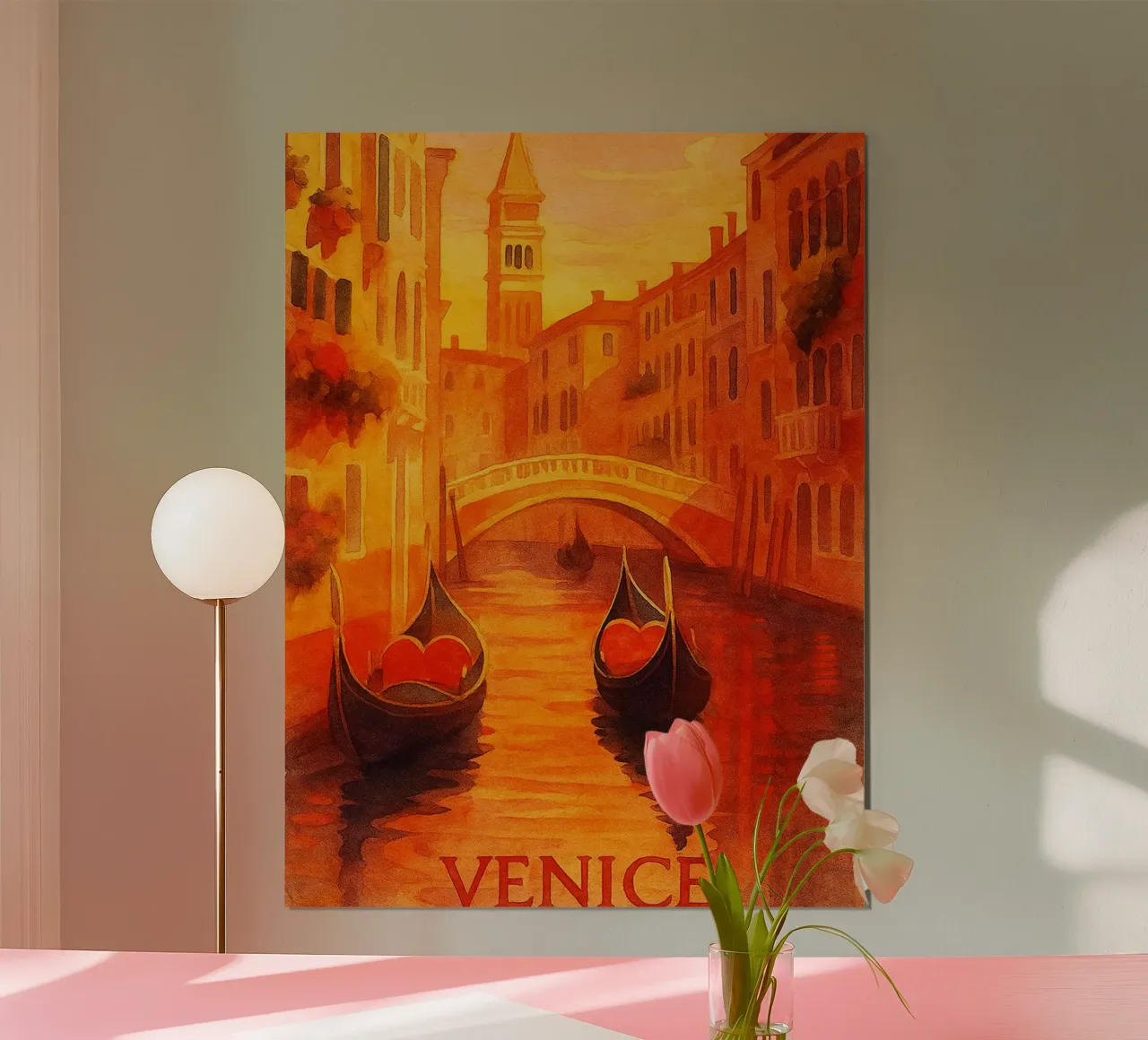 pittura della città di venezia ilustrazione poster con telaio in plastica da Allghaniz