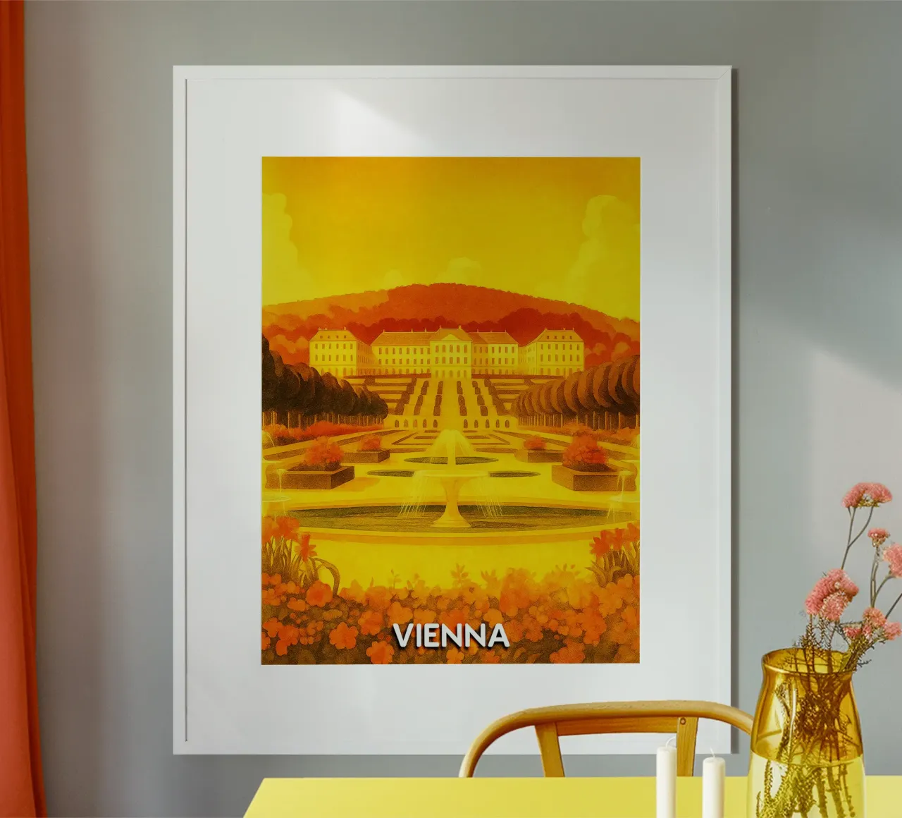 Vienna città pittura ilustrazione poster con telaio in alluminio da Allghaniz