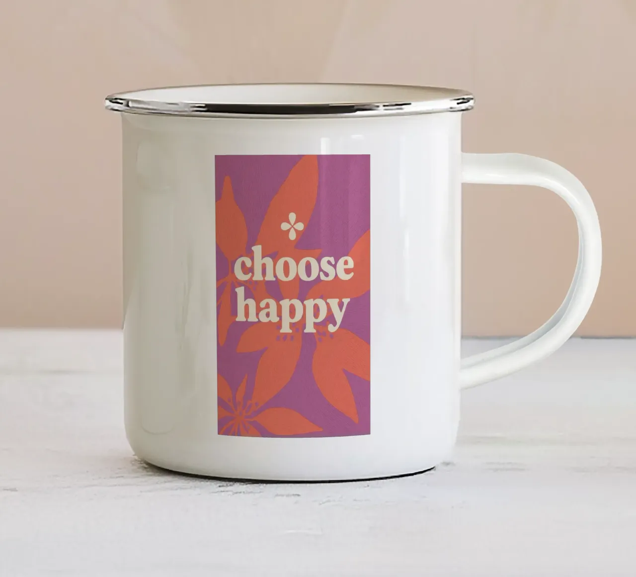 Choose Happy tazza in smalto da treechild