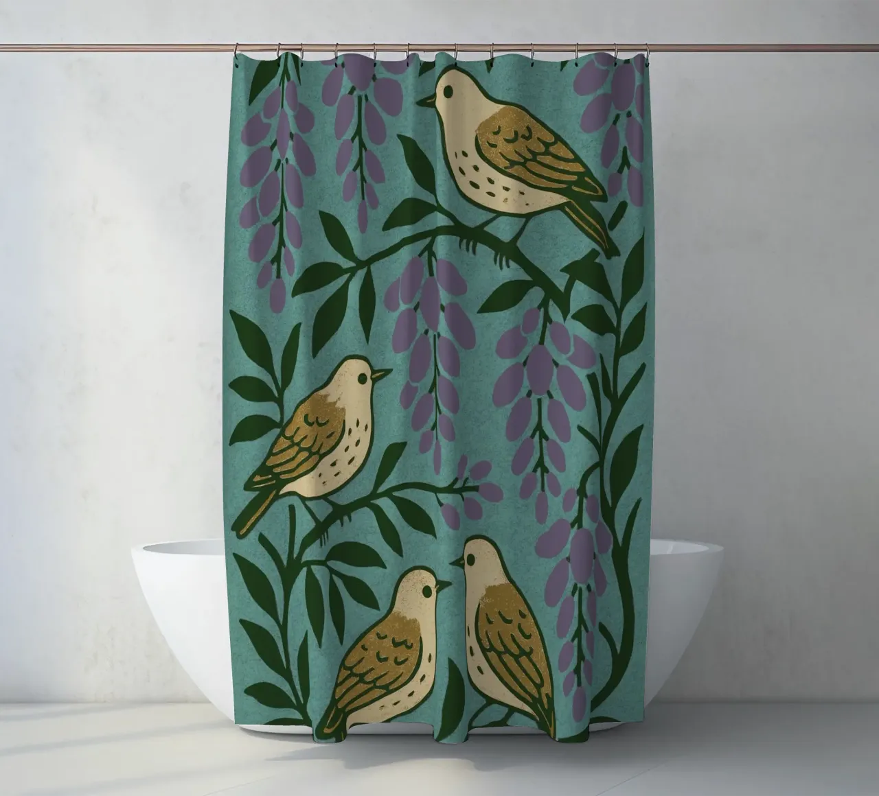 Grape Birds tenda da doccia da treechild