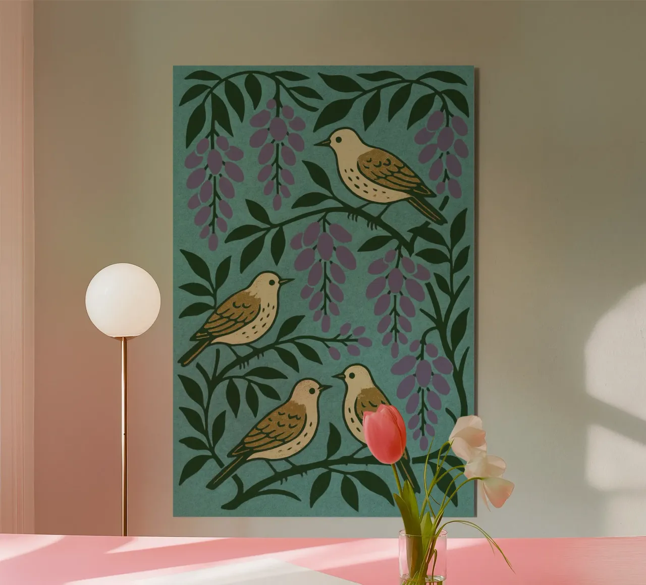 Grape Birds alluminio dibond da treechild
