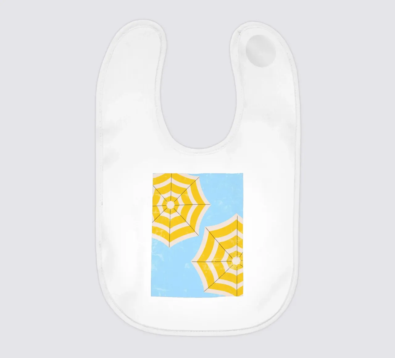 Ombrellone da spiaggia retrò in giallo e blu Illustrazione estiva bavaglino da pdigitalprints