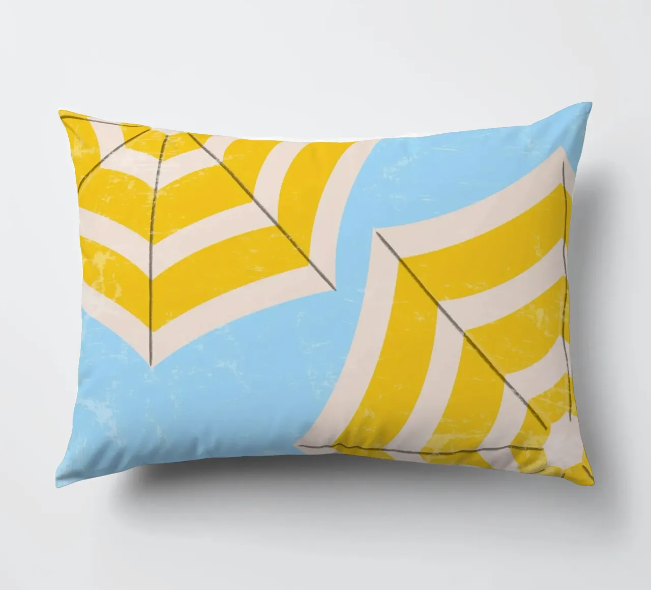 Ombrellone da spiaggia retrò in giallo e blu Illustrazione estiva cuscino da pdigitalprints