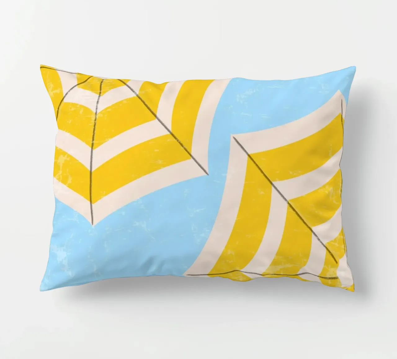 Ombrellone da spiaggia retrò in giallo e blu Illustrazione estiva cuscino da pdigitalprints