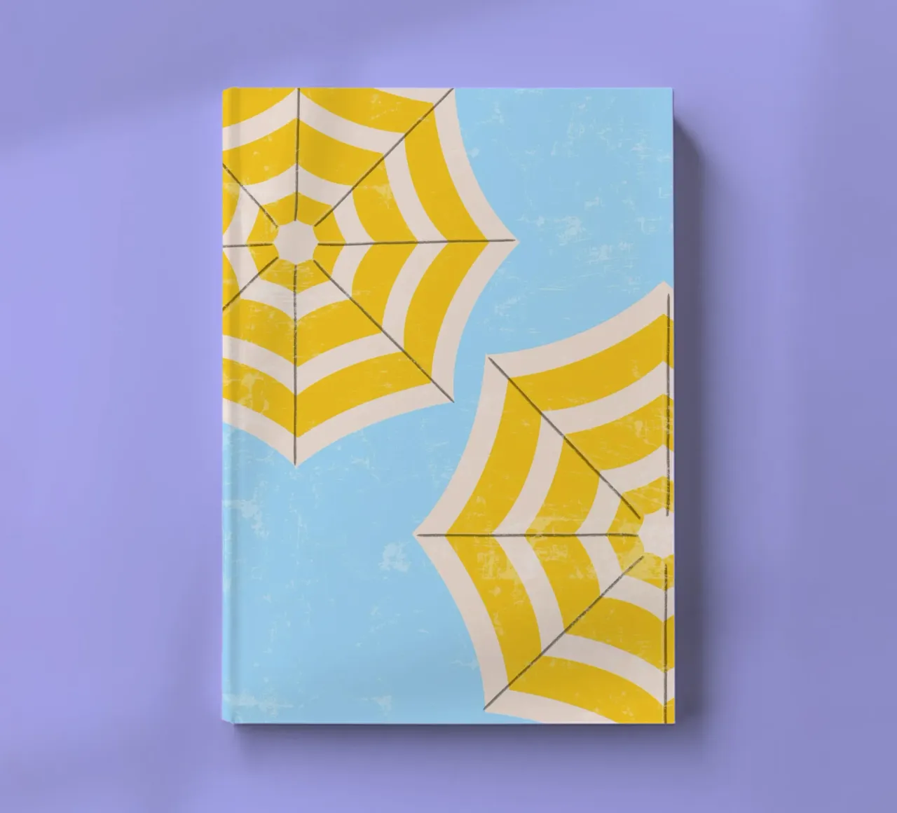 Parapluie de plage rétro en jaune et bleu Illustration estivale carnet de notes de pdigitalprints