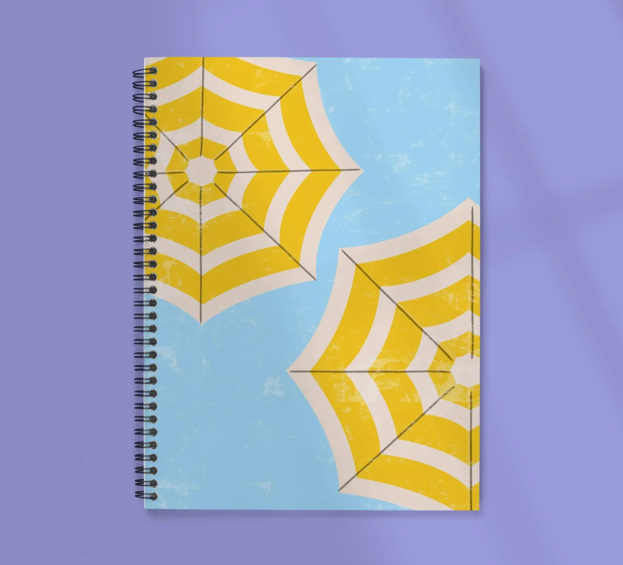 Parapluie de plage rétro en jaune et bleu Illustration estivale carnet à spirale de pdigitalprints