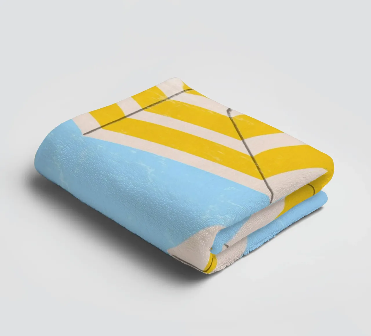 Ombrellone da spiaggia retrò in giallo e blu Illustrazione estiva asciugamano da bagno da pdigitalprints