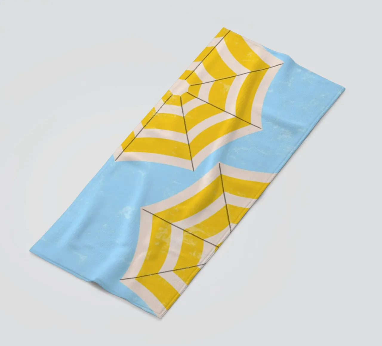 Ombrellone da spiaggia retrò in giallo e blu Illustrazione estiva telo mare da pdigitalprints