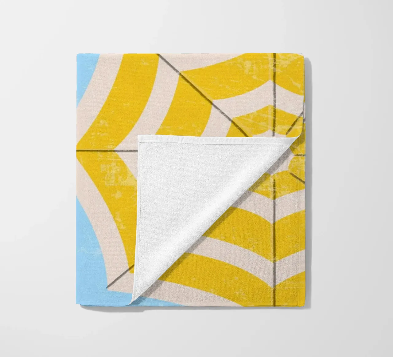 Ombrellone da spiaggia retrò in giallo e blu Illustrazione estiva telo mare da pdigitalprints