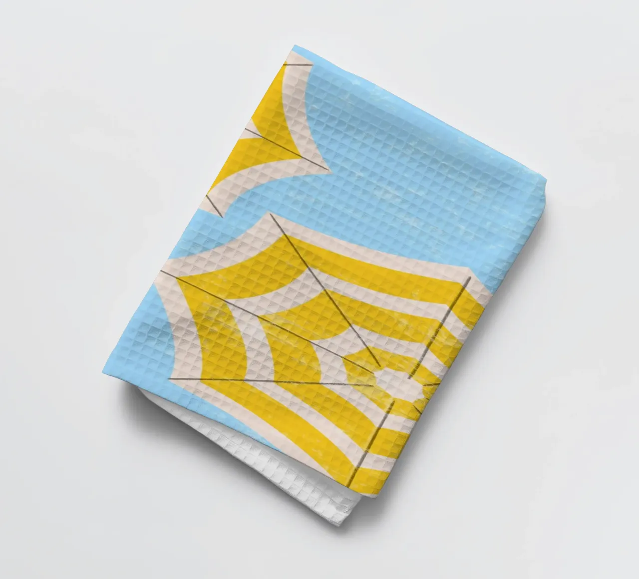 Ombrellone da spiaggia retrò in giallo e blu Illustrazione estiva canovaccio da cucina da pdigitalprints