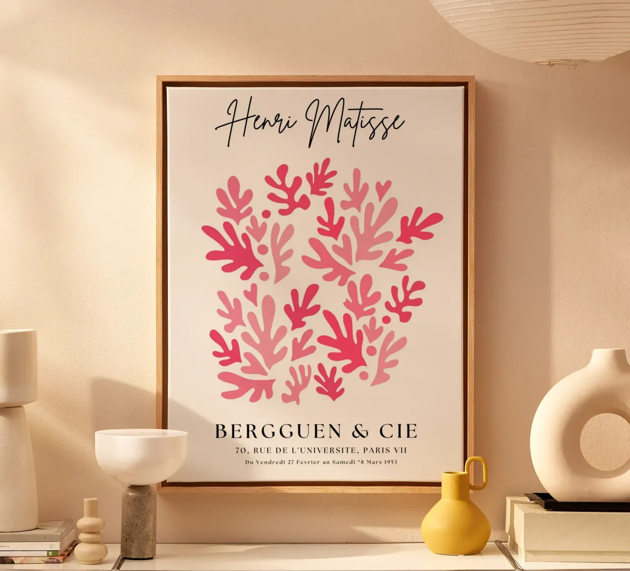 Henri Matisse Inspired Abstract Coral Cutouts Print canvas with Floater frame by pdigitalprints