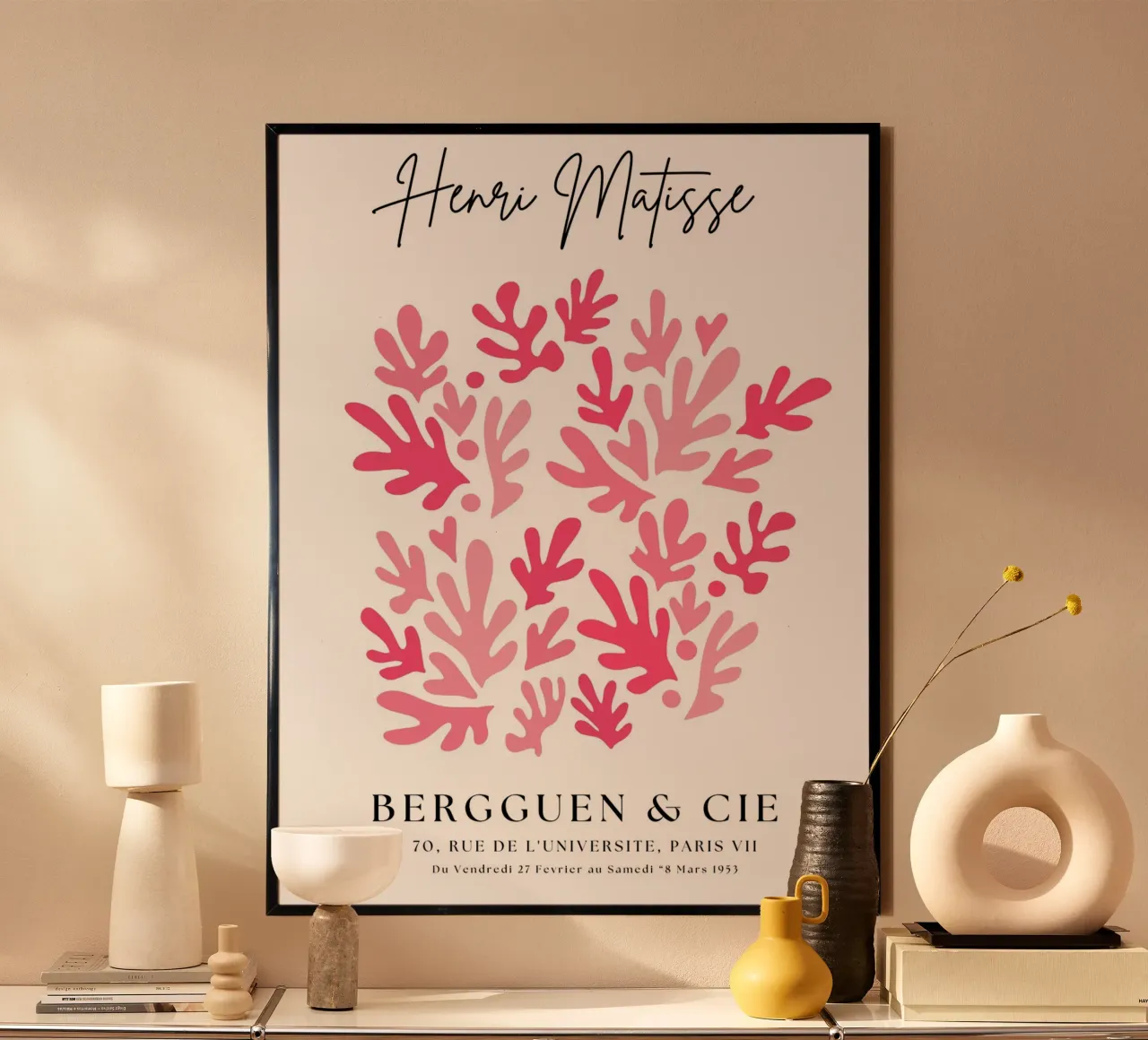 Henri Matisse Geïnspireerde Abstracte Koraal Uitsnijdingen Print poster van pdigitalprints