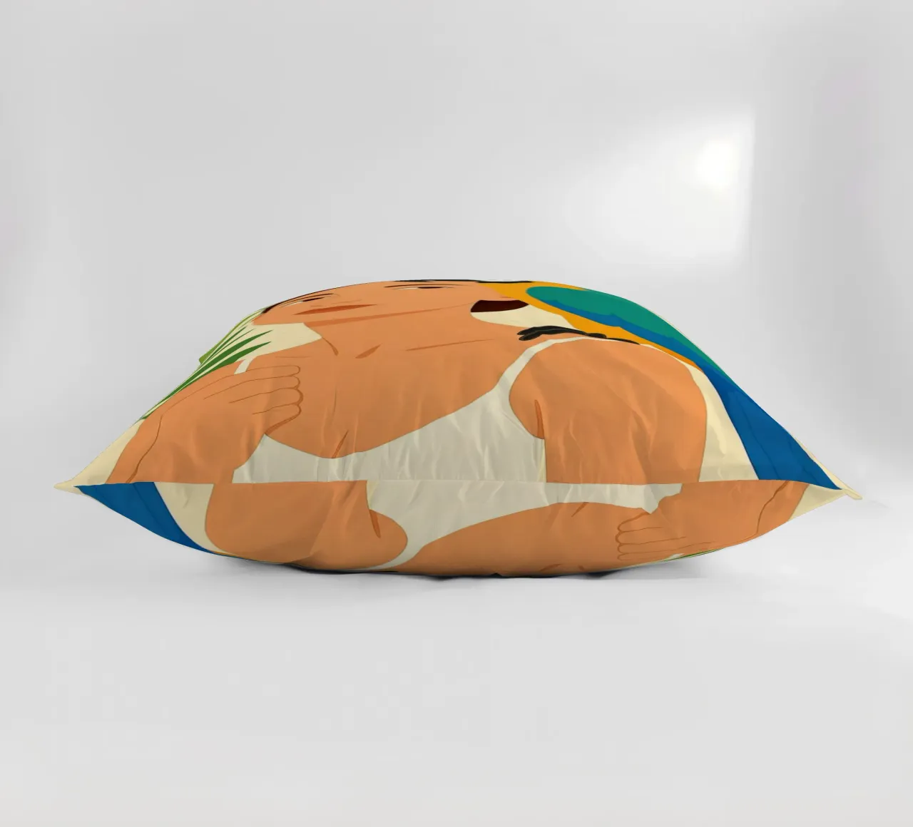 Donna con pappagallo Digital Art cuscino da ARTVI-SHOP