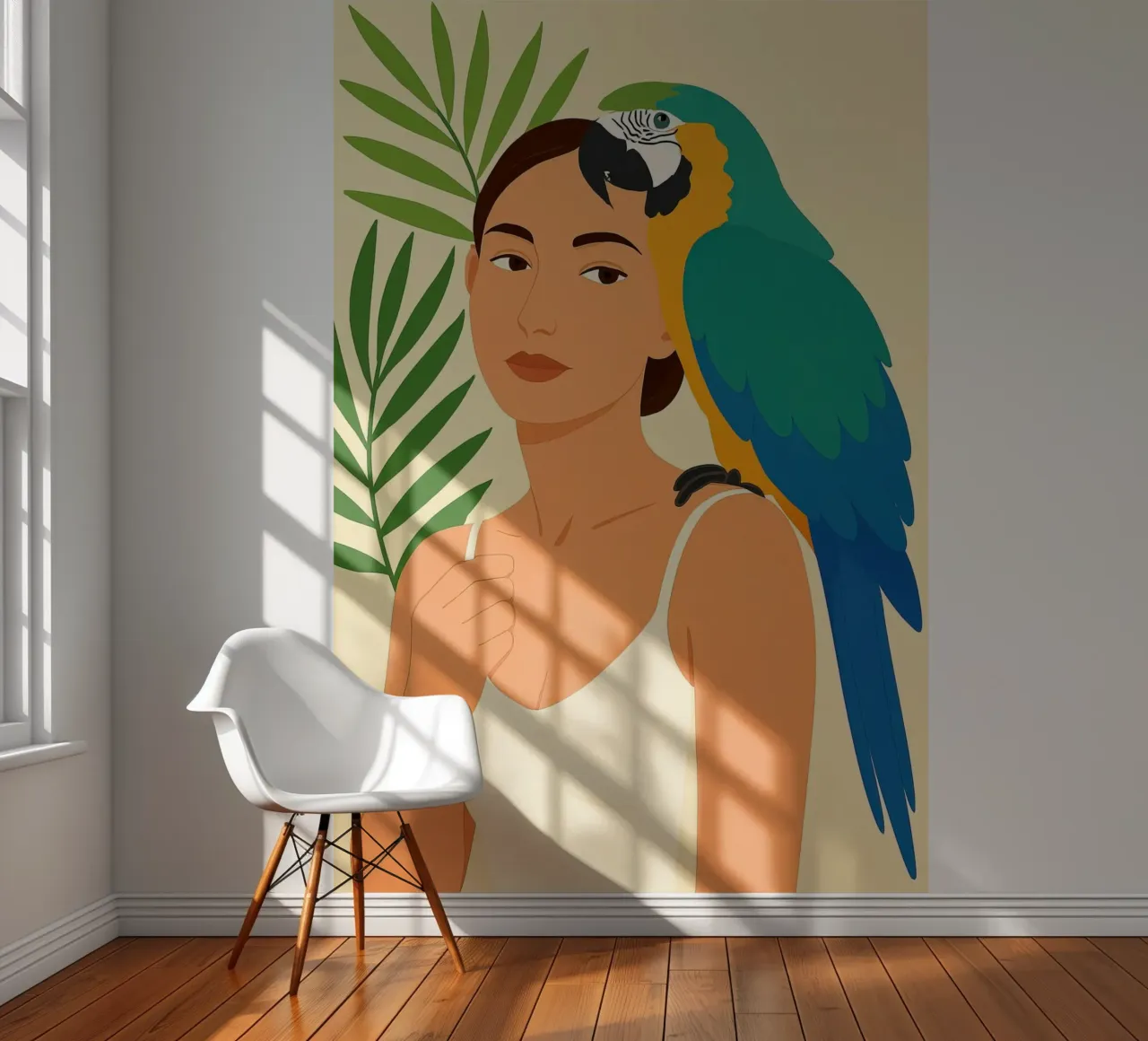 Frau mit Papagei Digital Art Fototapete von 🎁 ARTVI-SHOP