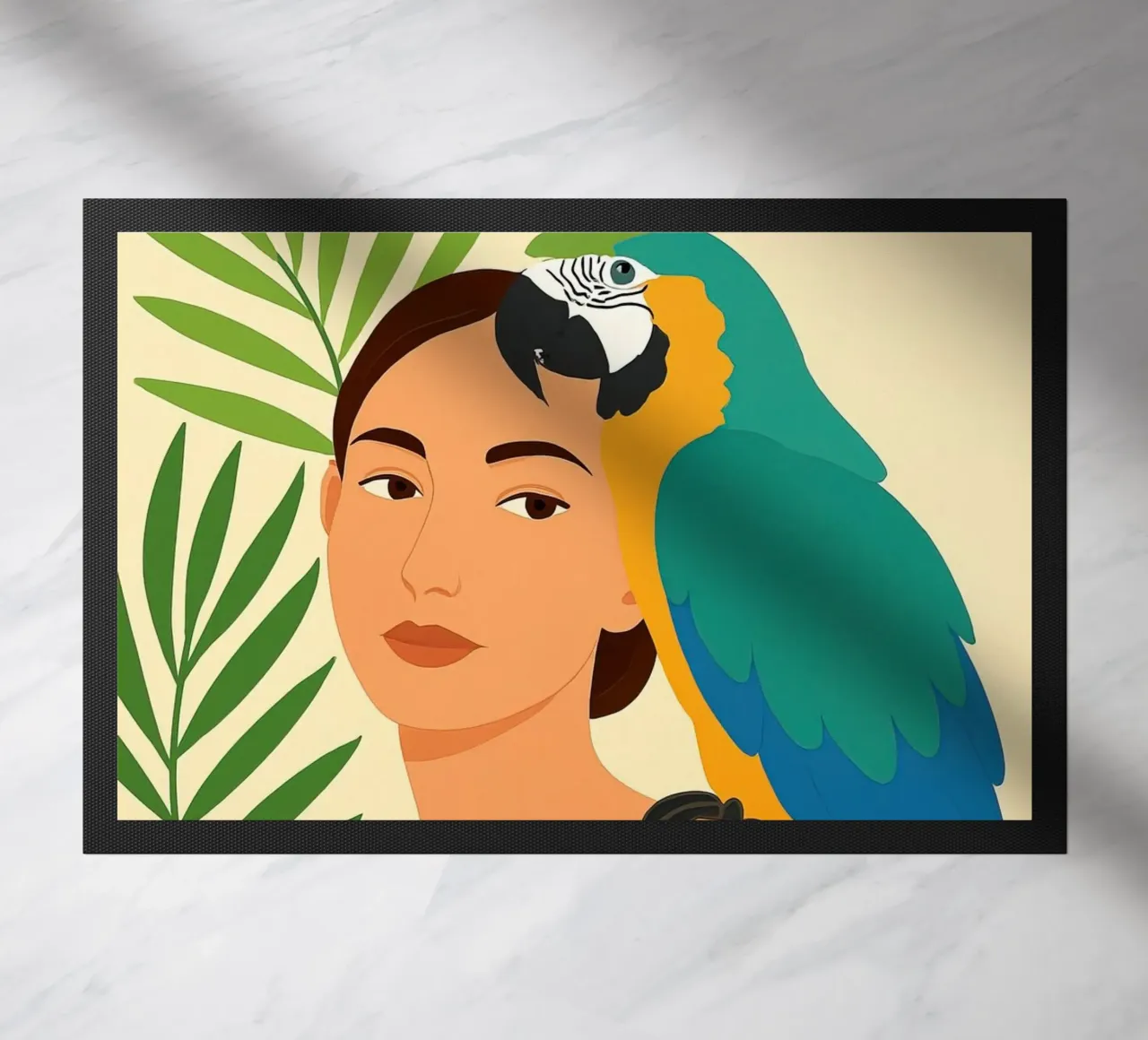 Donna con pappagallo Digital Art zerbino da ARTVI-SHOP