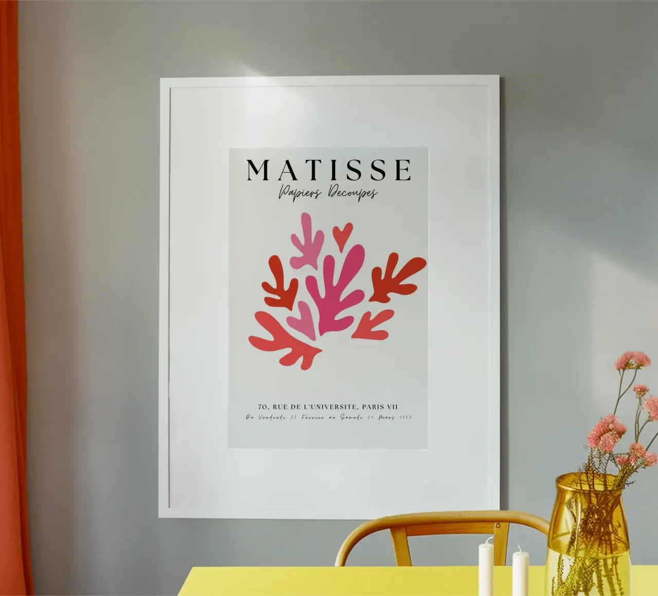 Moderne botanische Kunst in Rosa von Henri Matisse Poster mit Holzrahmen von pdigitalprints
