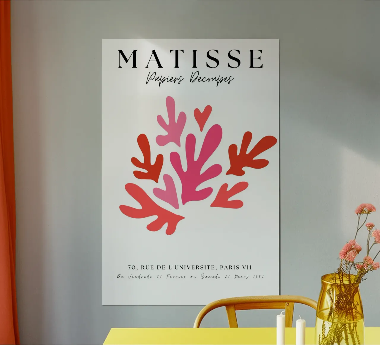 Moderne botanische Kunst in Rosa von Henri Matisse Poster mit Holzrahmen von pdigitalprints
