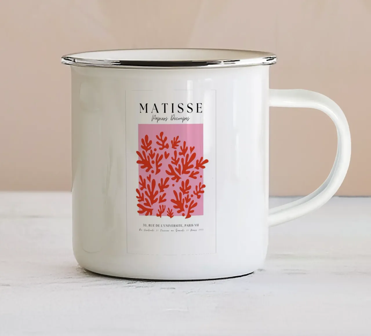Forme di corallo minimaliste francesi di Matisse tazza in smalto da pdigitalprints