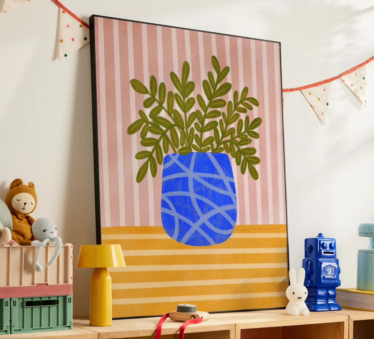 Harmonie Blauwe Vaas aluminium-dibond van Nikita Jariwala