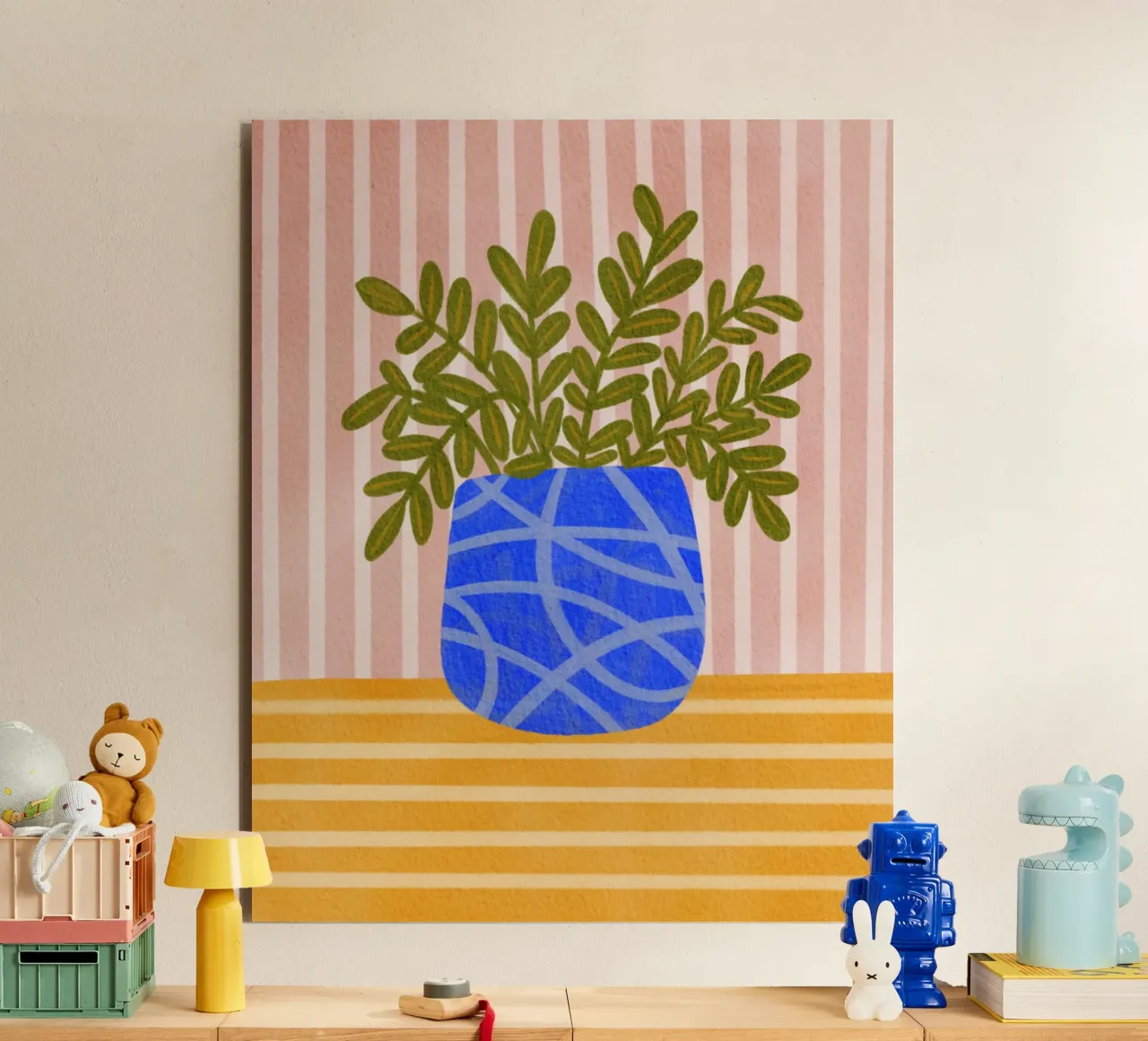 Harmonie Blauwe Vaas aluminium-dibond van Nikita Jariwala