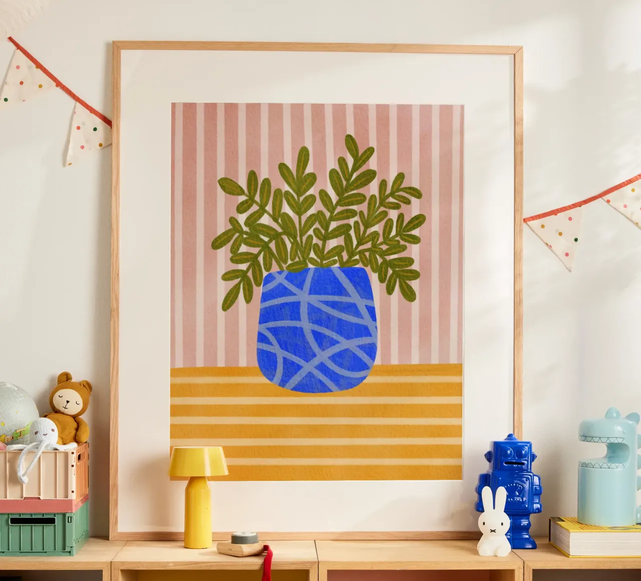 Vaso blu Armonia poster con telaio in alluminio da Nikita Jariwala