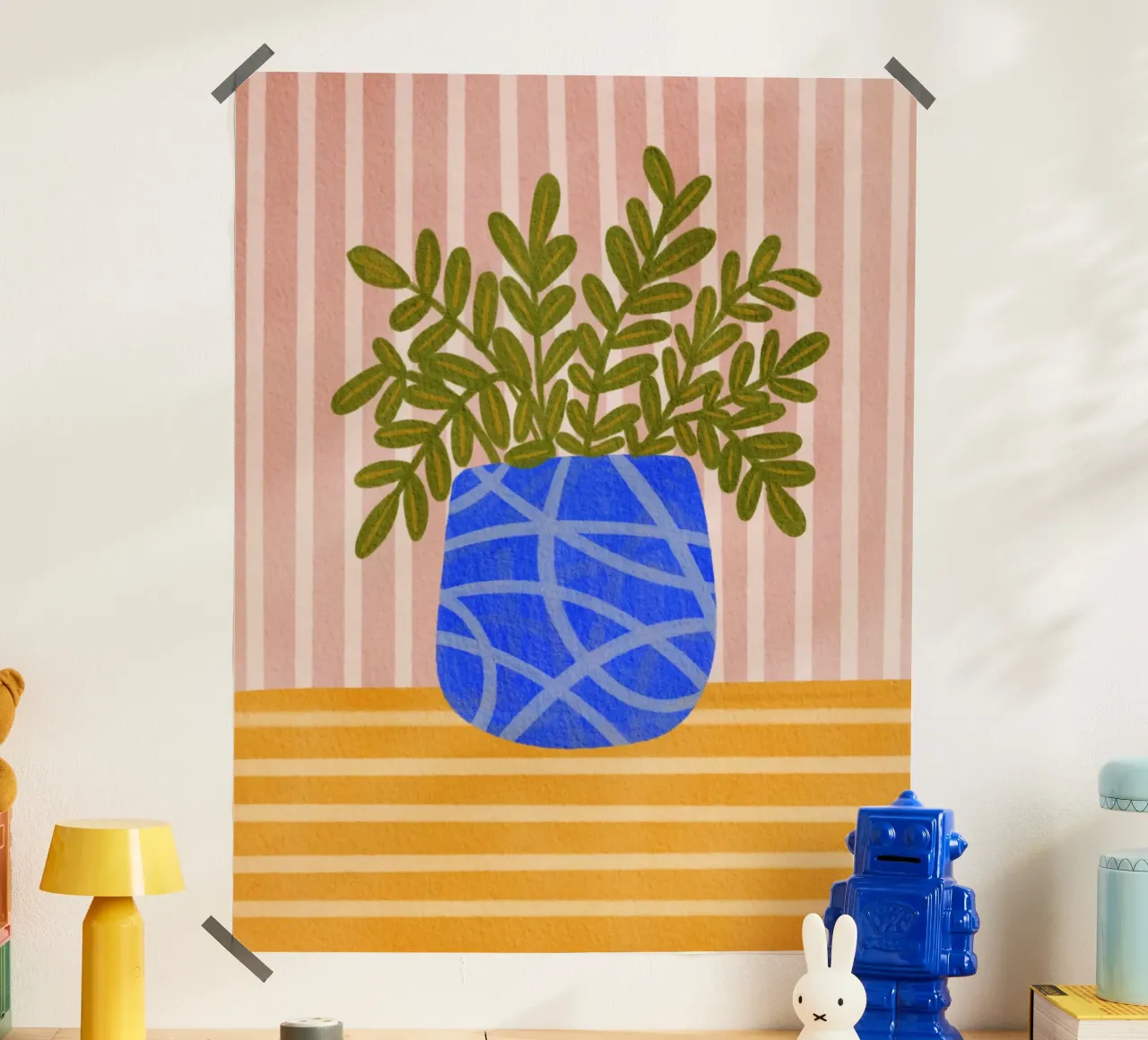 Vaso blu Armonia poster con telaio in alluminio da Nikita Jariwala