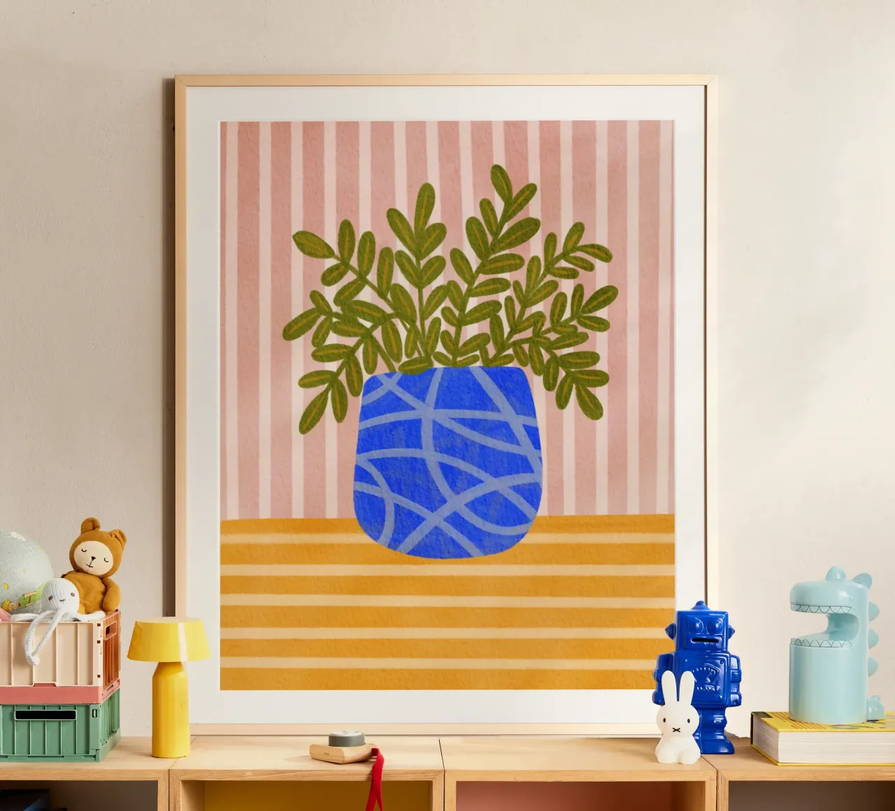 Vaso blu Armonia poster con telaio in alluminio da Nikita Jariwala