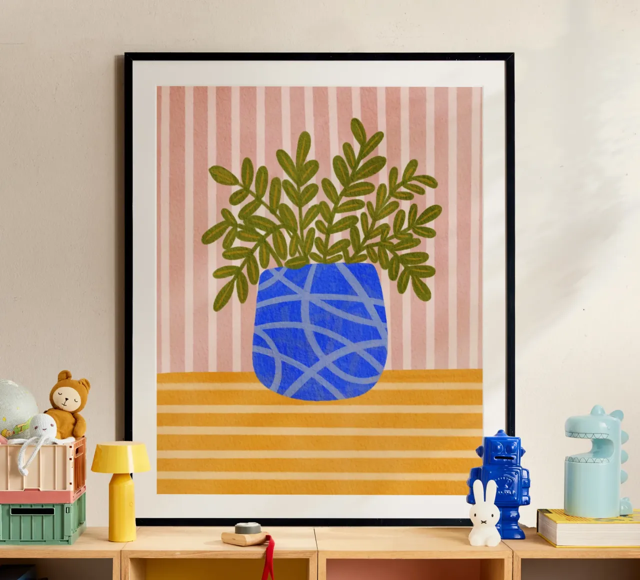 Vaso blu Armonia poster con telaio in alluminio da Nikita Jariwala