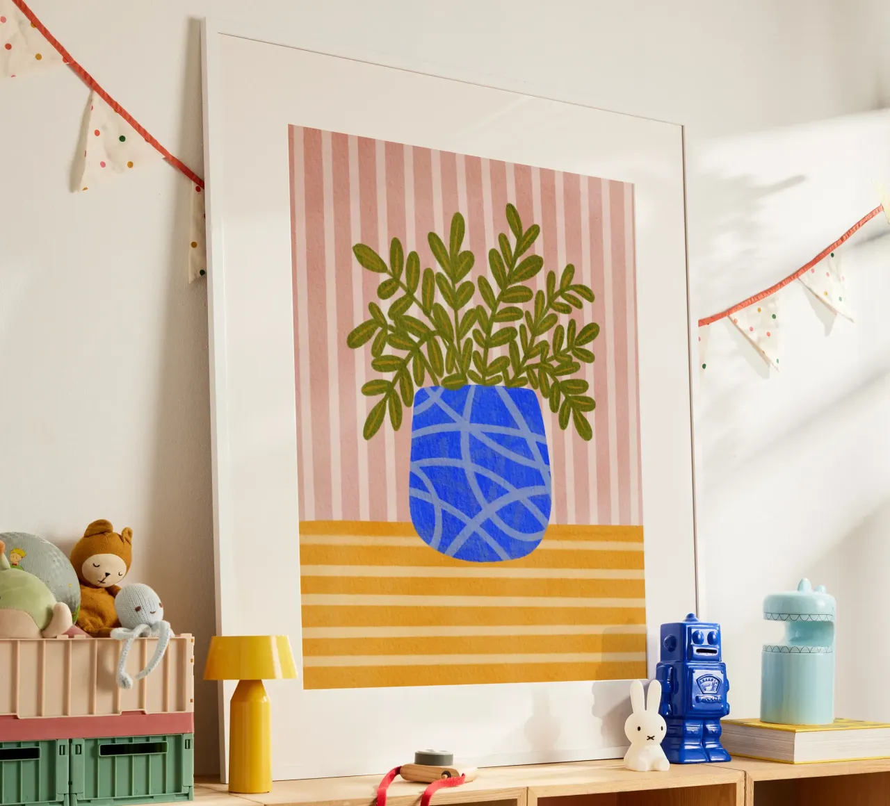 Vaso blu Armonia poster con telaio in alluminio da Nikita Jariwala