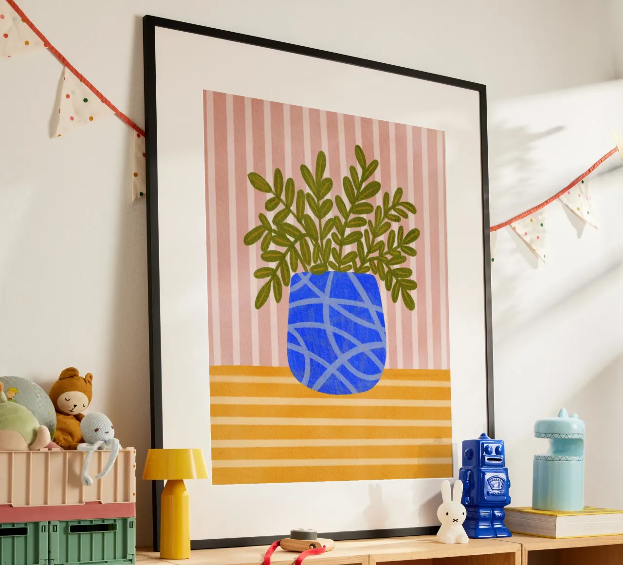 Vaso blu Armonia poster con telaio in alluminio da Nikita Jariwala