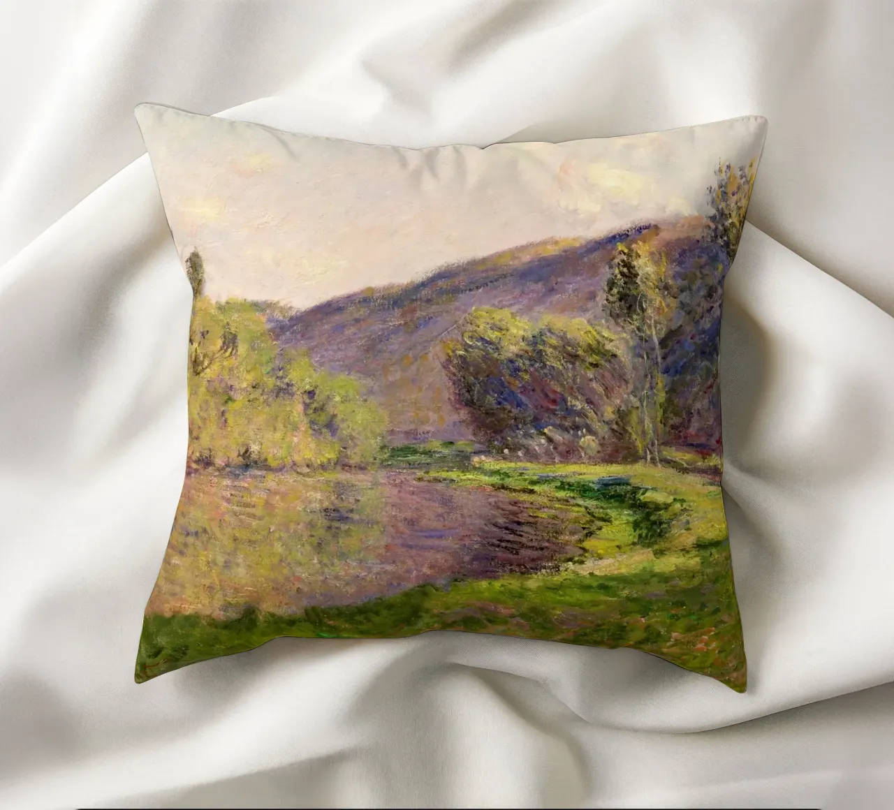 La Jeufosse di Claude Monet, l'effetto nel tardo pomeriggio cuscino da Monet Art Prints
