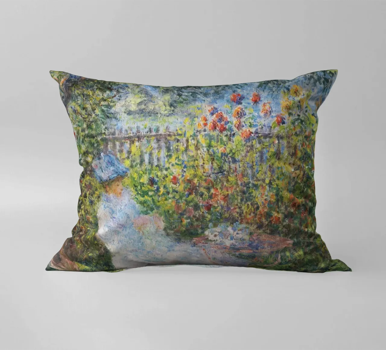 Alice Hoschedé in giardino di Claude Monet cuscino da Monet Art Prints