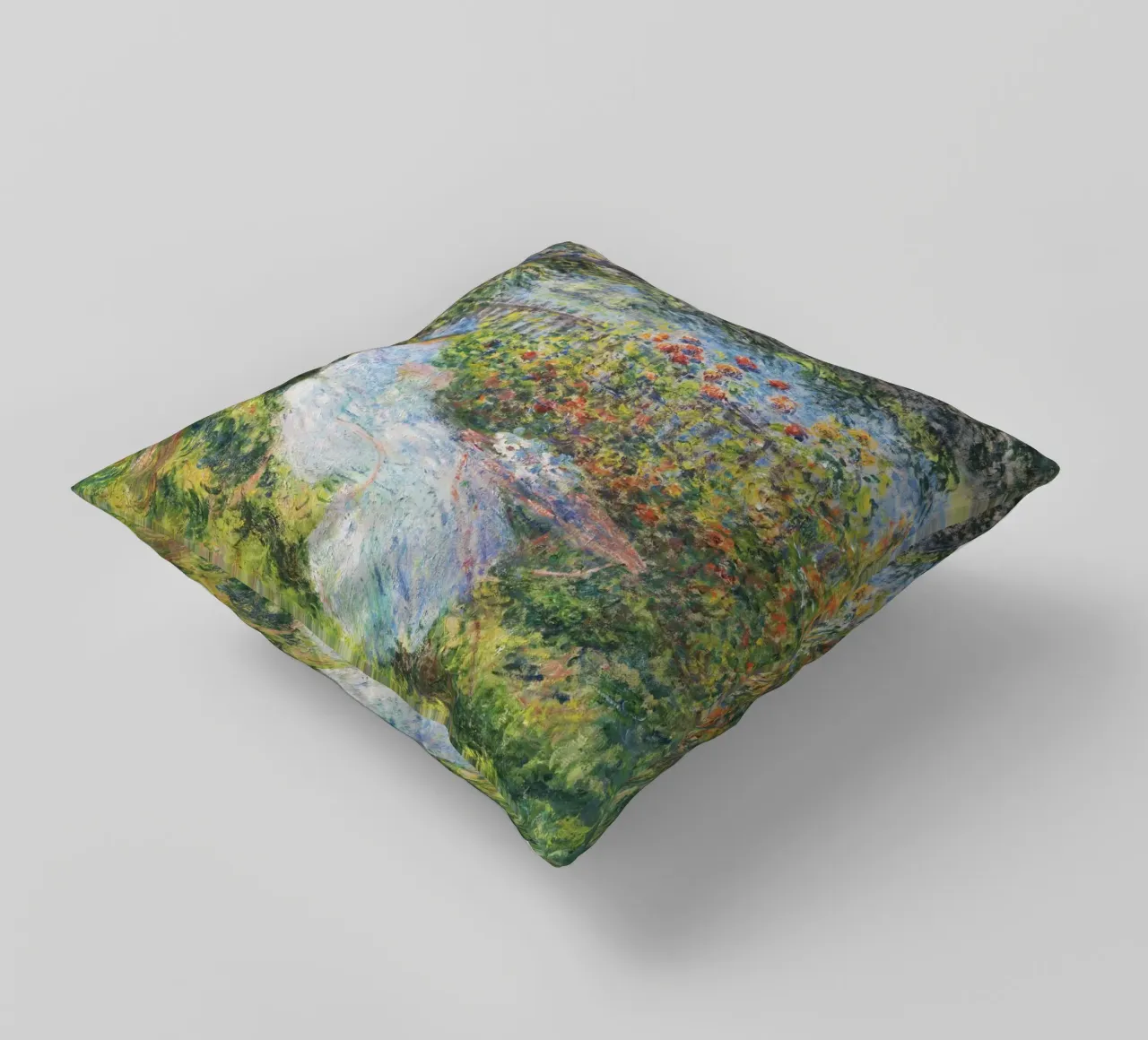 Alice Hoschedé in giardino di Claude Monet cuscino da Monet Art Prints