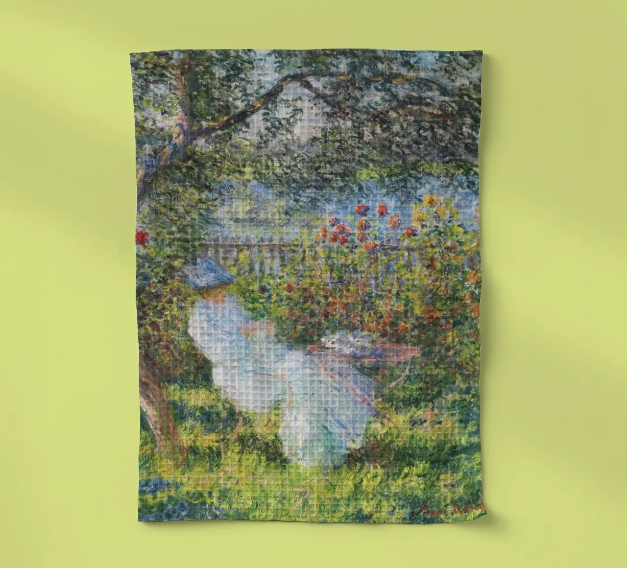 Alice Hoschedé in giardino di Claude Monet canovaccio da cucina da Monet Art Prints