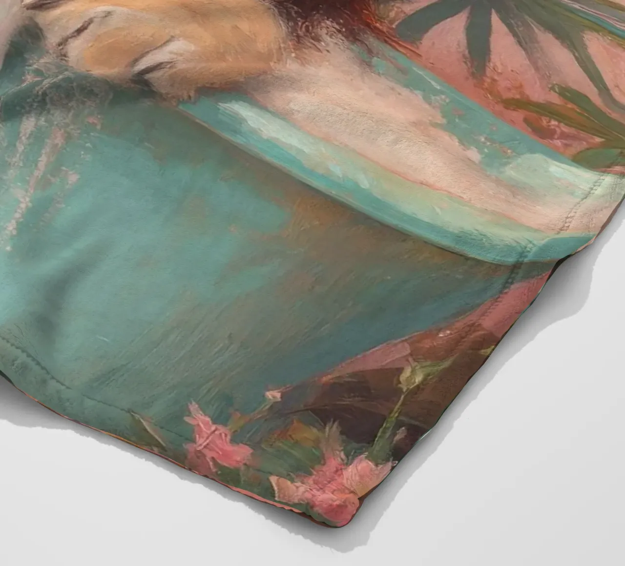 Leone nella vasca da bagno pastello con schiuma di sapone coperta in pile da Nikis Art Studio