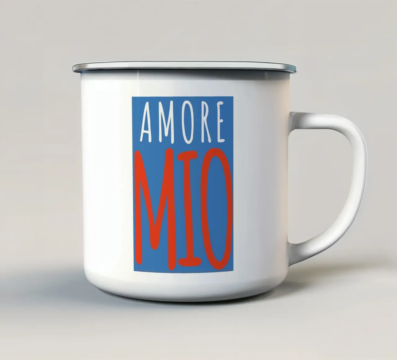 Playful "Amore Mio" Typography Design enamel mug by pdigitalprints