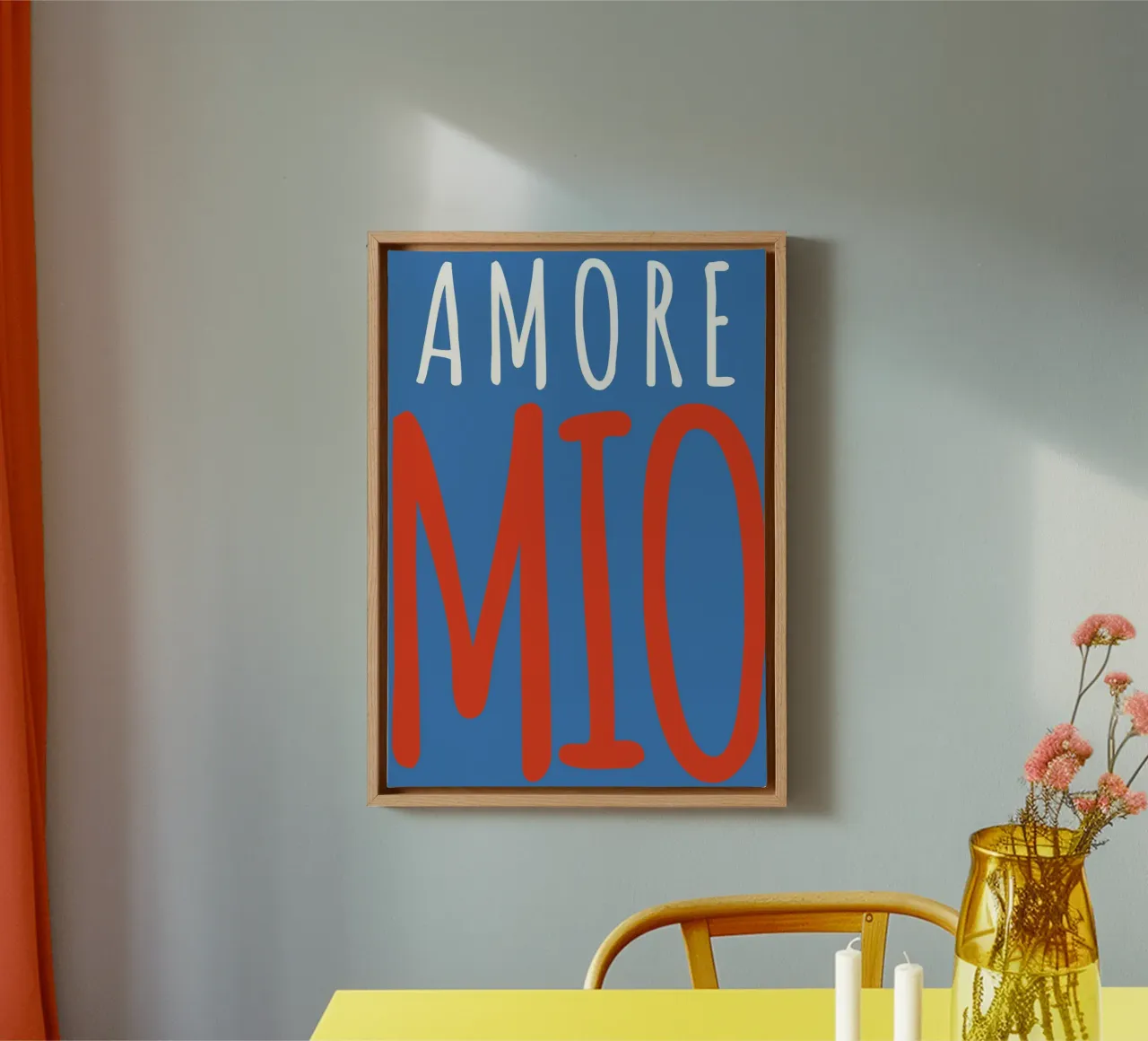 Design tipografico giocoso "Amore Mio tela con Cornice a cassetta da pdigitalprints