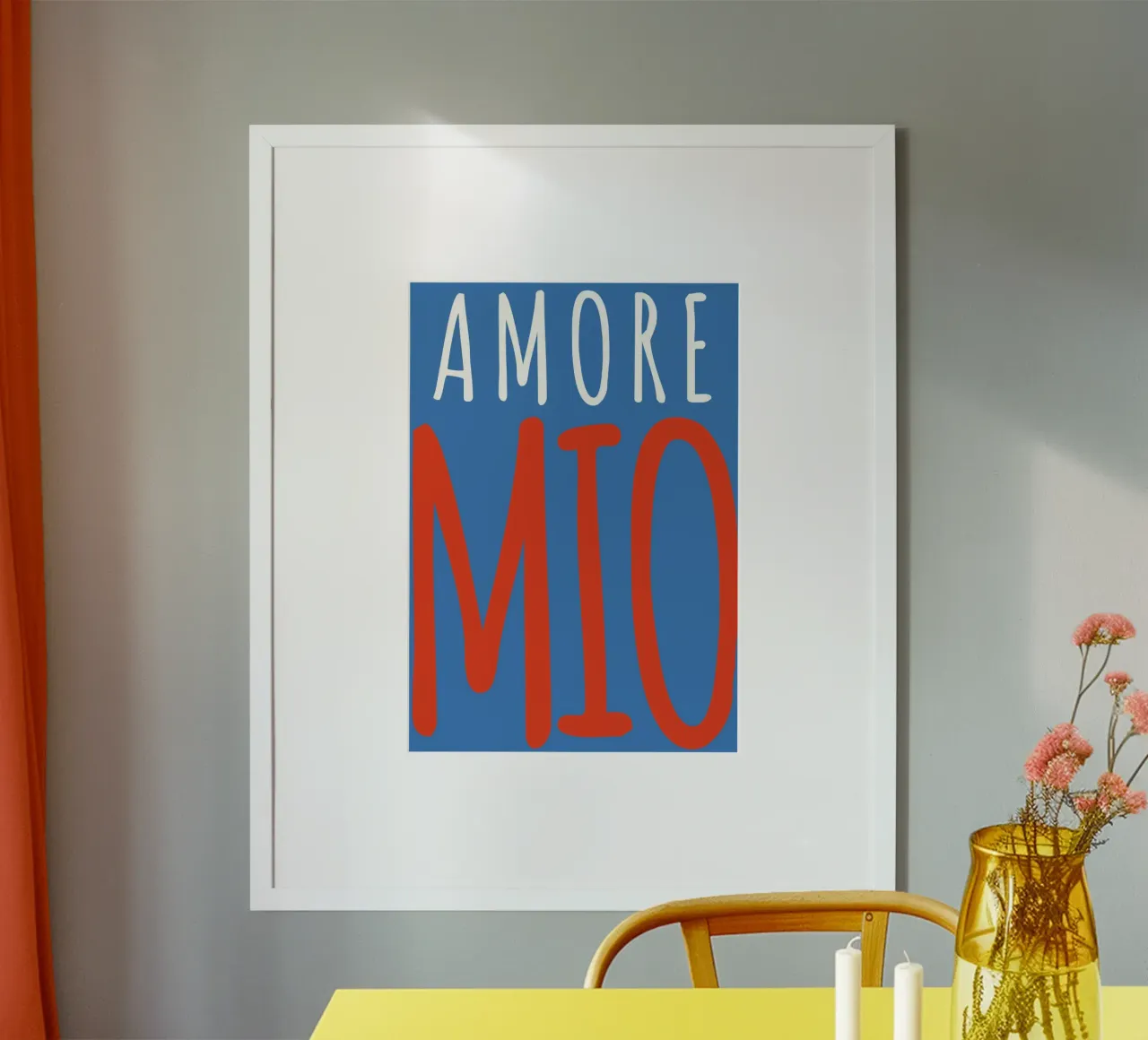 Design tipografico giocoso "Amore Mio poster con telaio in plastica da pdigitalprints