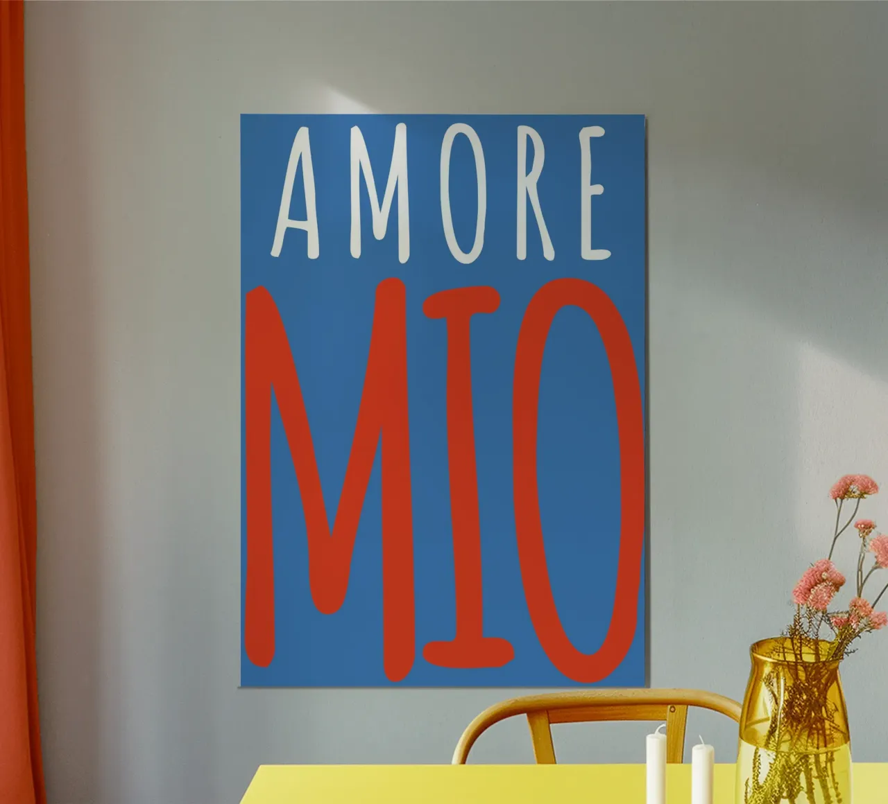 Design tipografico giocoso "Amore Mio poster con telaio in plastica da pdigitalprints