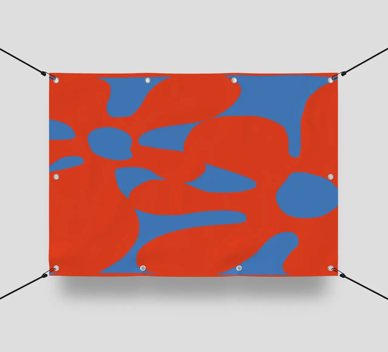 Motif abstrait de fleurs rétro dans des tons rouges et bleus audacieux bâche pvc de pdigitalprints