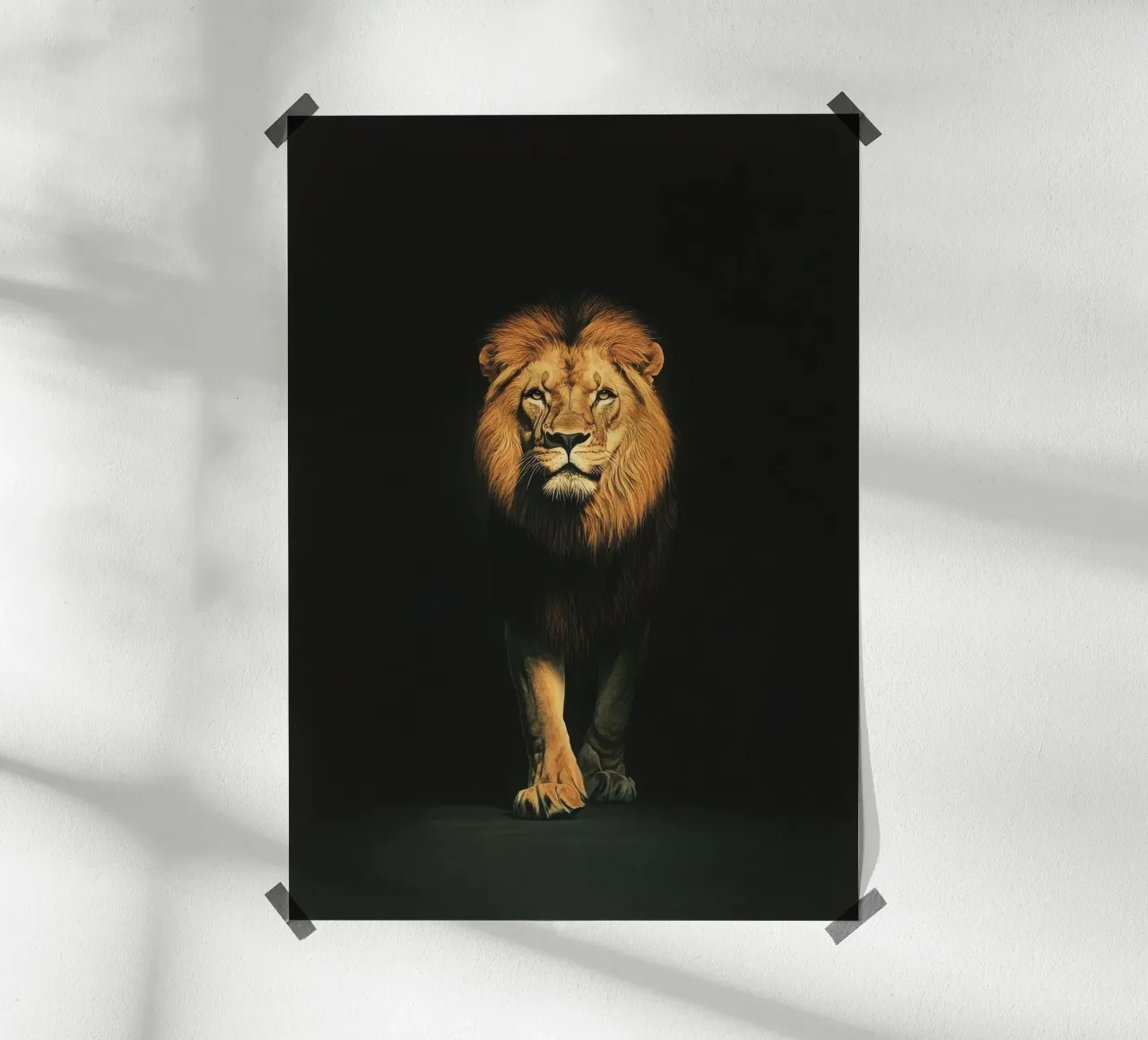 Un maestoso leone nella luce dell'oscurità poster da Nikis Art Studio