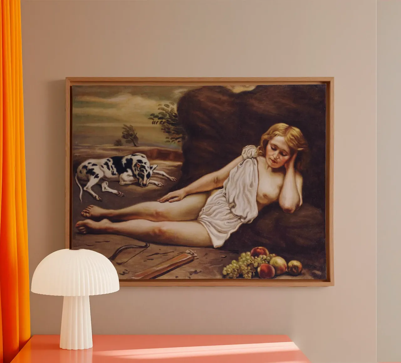 Diana Addormentata nel Bosco by Giorgio de Chirico tela con Cornice a cassetta da Classic Art Prints