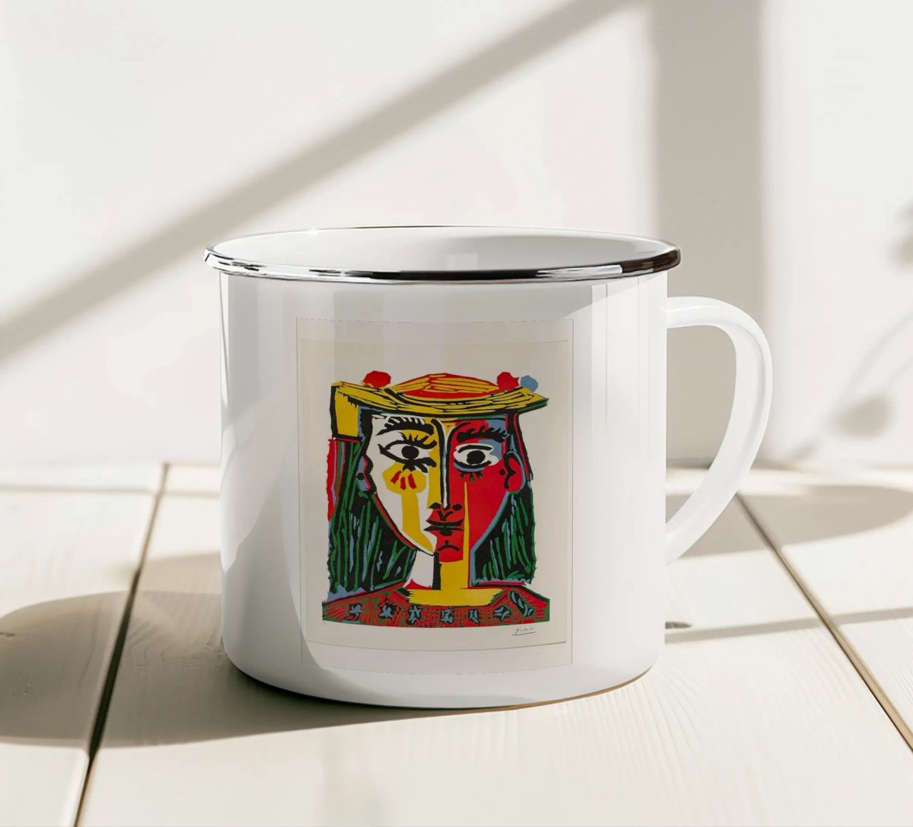 Ritratto di donna con cappello di Pablo Picasso tazza in smalto da Classic Art Prints