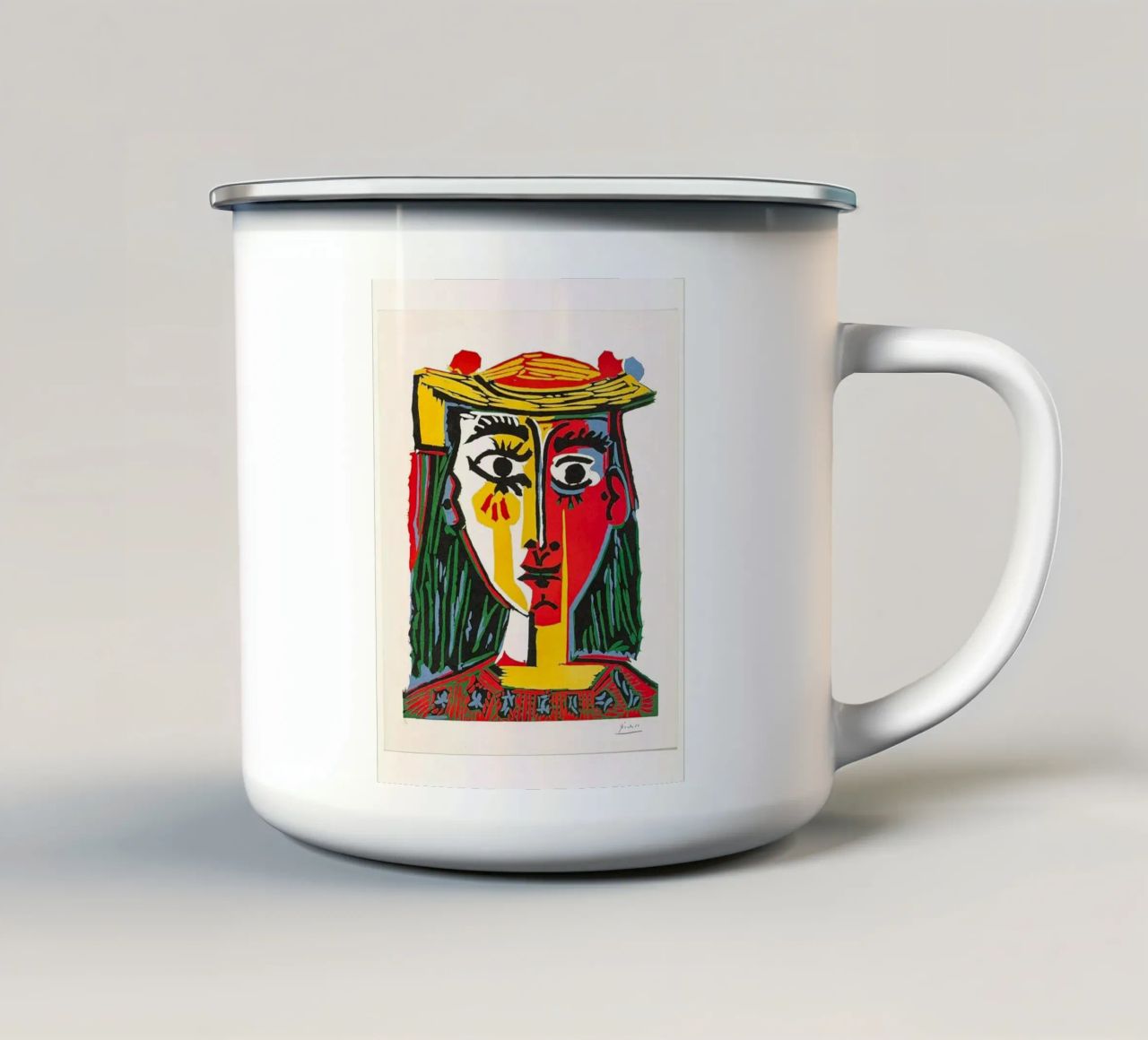 Ritratto di donna con cappello di Pablo Picasso tazza in smalto da Classic Art Prints